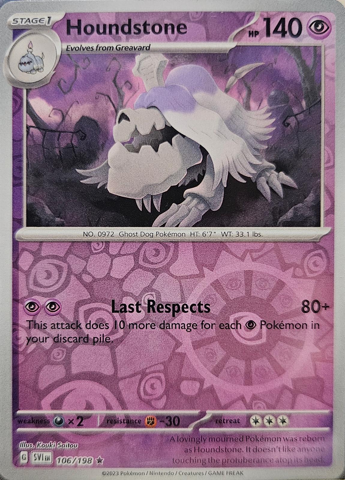 Pokemon Houndstone 106/198 SV01: Scarlet & Violet Base Set Holo