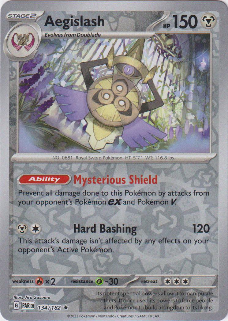 Pokemon Aegislash - 134/182 SV04: Paradox Rift Holo