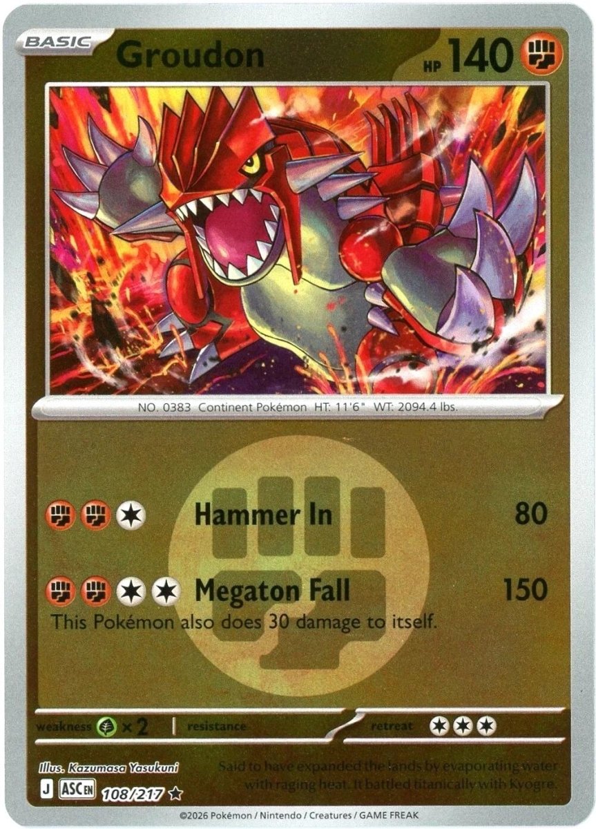 Pokemon Groudon (Energy Symbol Pattern) 108/217 ME: Ascended Heroes Reverse Holo