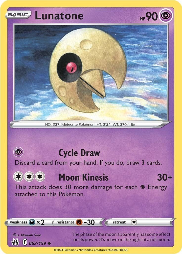 Pokemon Lunatone 062/159 SWSH: Crown Zenith Normal