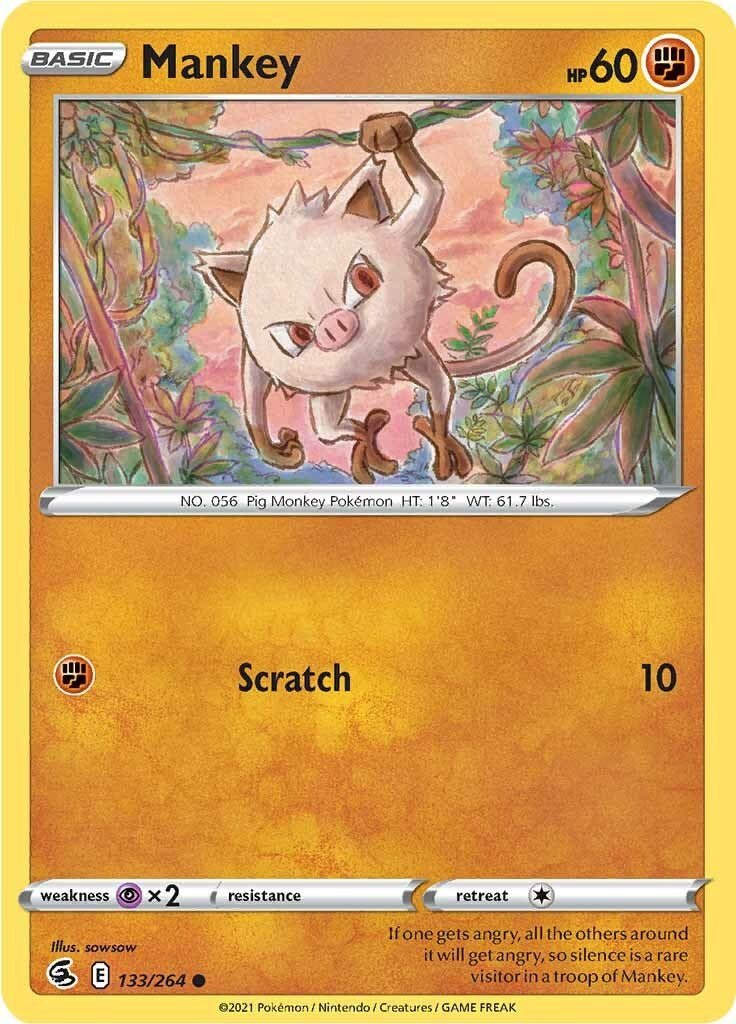 Pokemon Mankey 133/264 SWSH08: Fusion Strike Normal