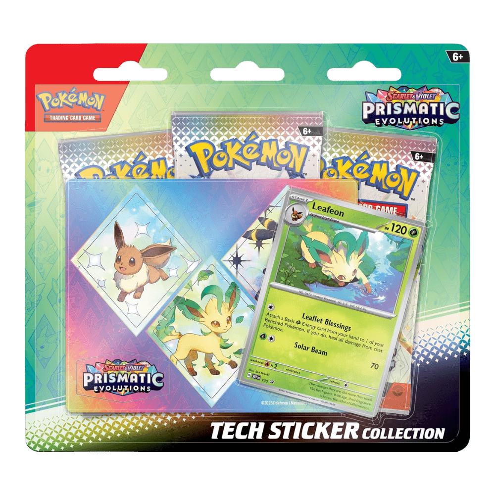 Pokemon Prismatic Evolutions Tech Sticker Collection (Leafeon, Glaceon & Sylveon) - EternaCards