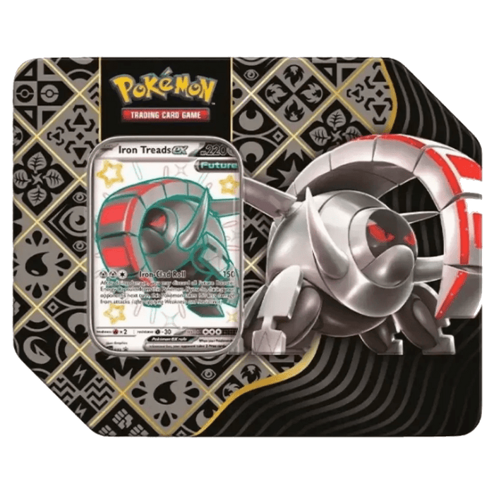 Pokemon Paldean Fates 5 Booster Tin Iron Treads