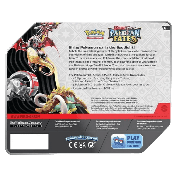 Pokemon TCG - Scarlet & Violet - Paldean Fates - 5 Booster Tin - EternaCards