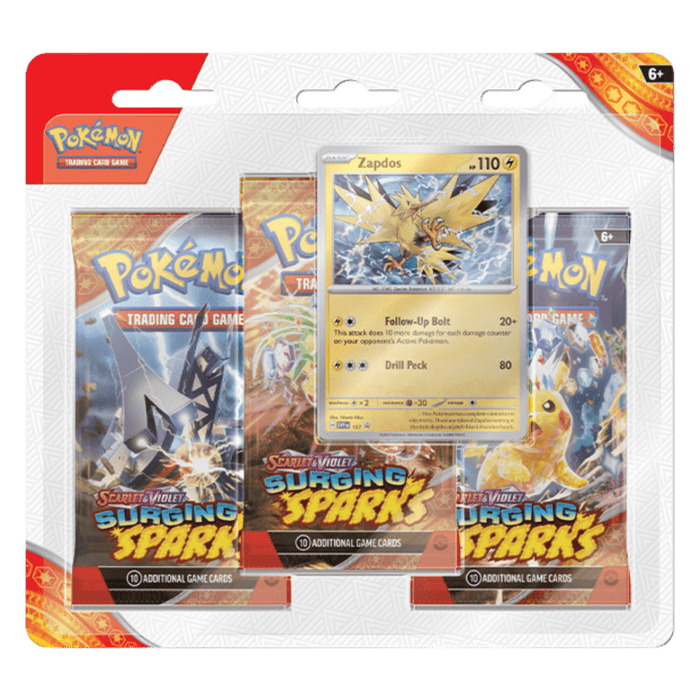 Pokemon Surging Sparks 3-Pack Blister (Zapdos/Quagsire) - Eterna Cards
