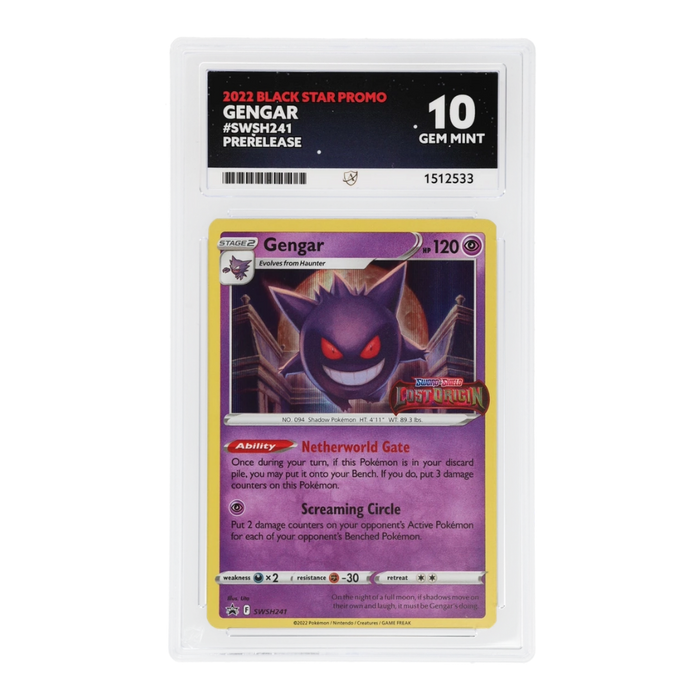 Pokemon Gengar SWSH241 ACE 10 Pre-Release Lost Origin Stamped Graded Card