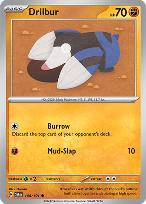 Pokemon Drilbur 108/191 SV08: Surging Sparks Normal