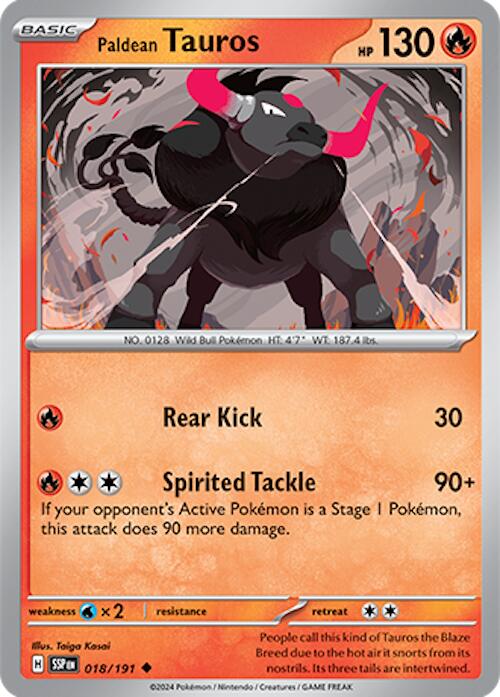 Pokemon Paldean Tauros - 018/191 SV08: Surging Sparks Normal