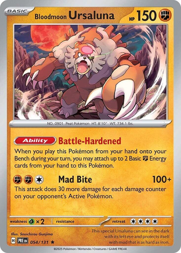 Pokemon Bloodmoon Ursaluna 054/131 SV: Prismatic Evolutions Holo