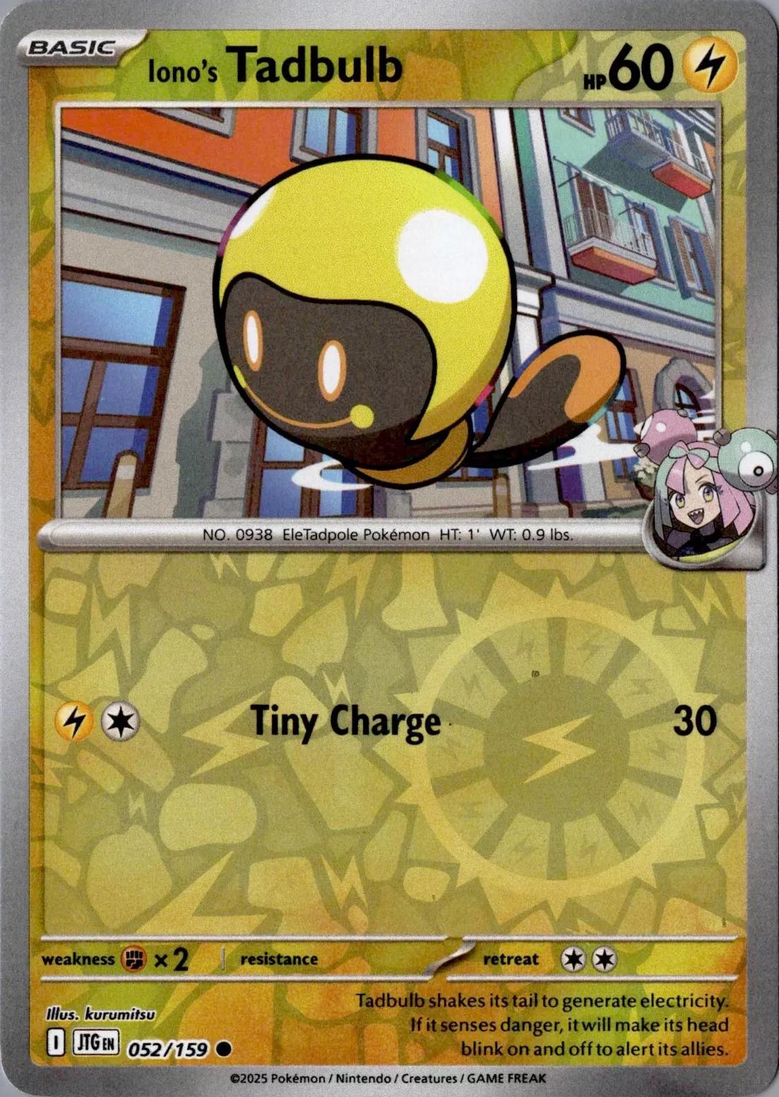 Pokemon Iono's Tadbulb 052/159 SV09: Journey Together Normal