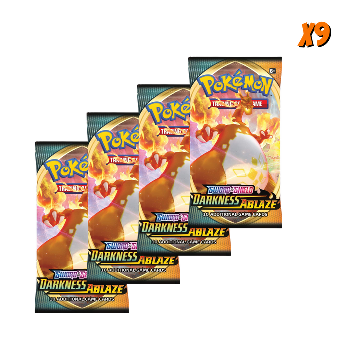 Pokemon Darkness Ablaze Booster Pack Bundle (9 Packs) .