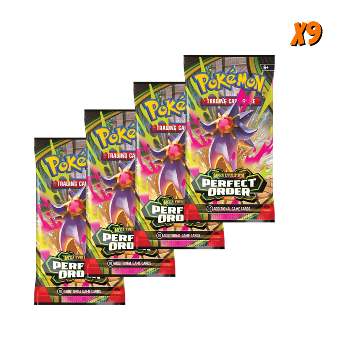 Pokemon Perfect Order Booster Pack Bundle (9 Packs) .