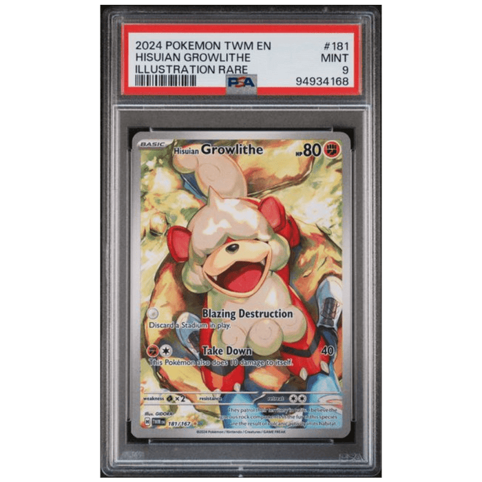 Graded Pokemon Card - Hisuian Growlithe 181/167 - PSA 9 - EternaCards