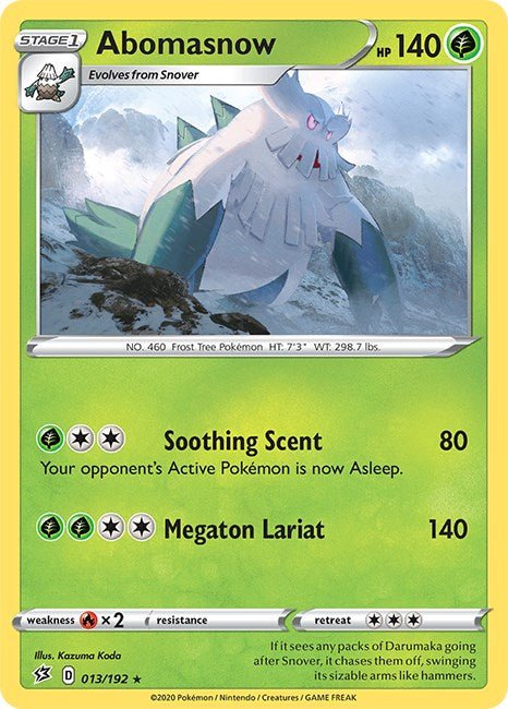 Pokemon Abomasnow 013/192 SWSH02: Rebel Clash Reverse Holo - EternaCards