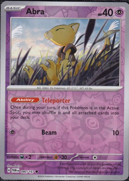 Pokemon Abra 080/167 SV06: Twilight Masquerade Normal - Eterna Cards