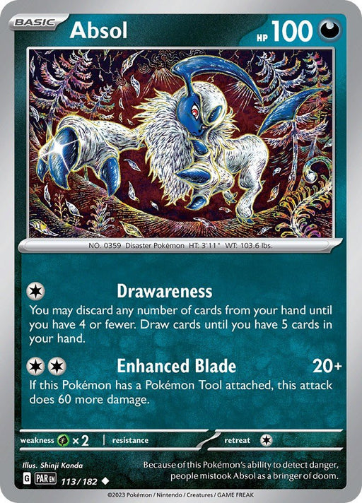 Pokemon Absol 113/182 SV04: Paradox Rift Reverse Holo - EternaCards