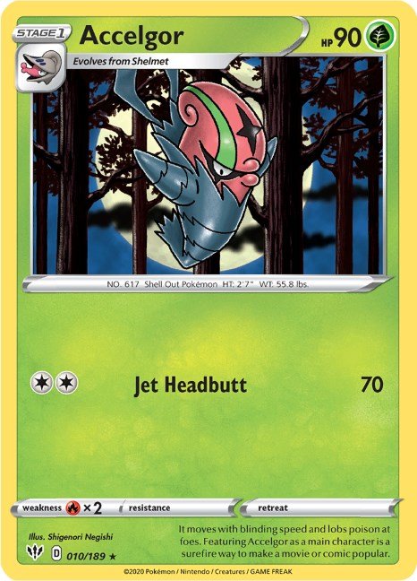 Pokemon Accelgor 010/189 SWSH03: Darkness Ablaze Normal - Eterna Cards