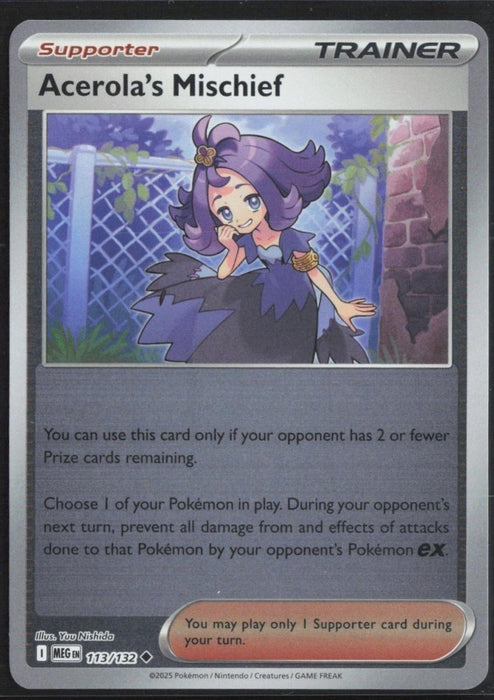 Pokemon Acerola's Mischief - 113/132 ME01: Mega Evolution Reverse Holo - Eterna Cards