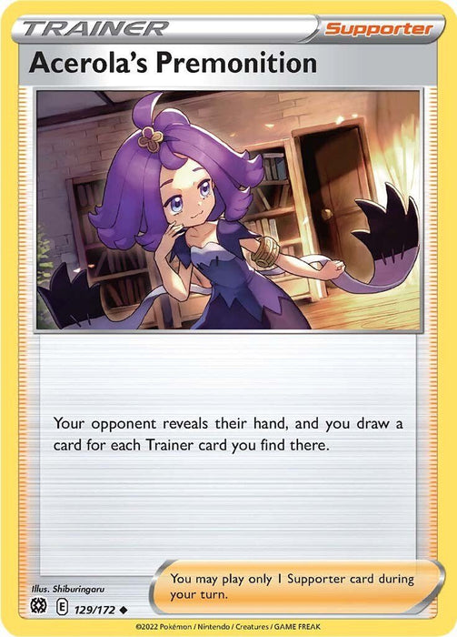 Pokemon Acerola's Premonition 129/172 SWSH09: Brilliant Stars Reverse Holo - EternaCards