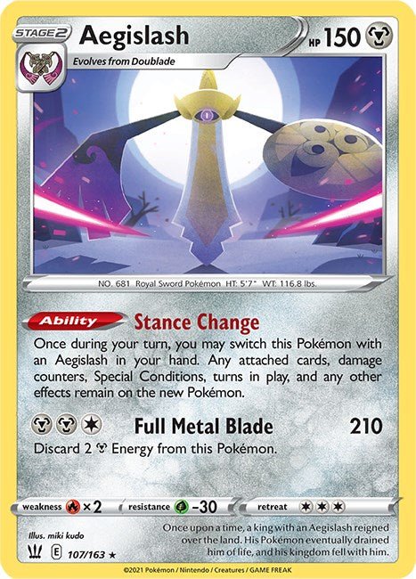 Pokemon Aegislash (107) 107/163 SWSH05: Battle Styles Reverse Holo - EternaCards
