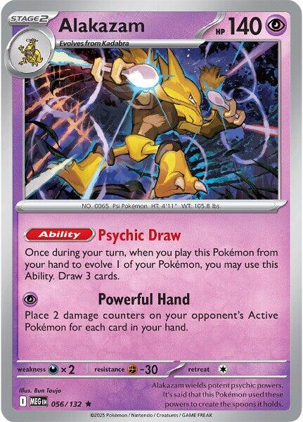 Pokemon Alakazam 056/132 ME01: Mega Evolution Reverse Holo - EternaCards