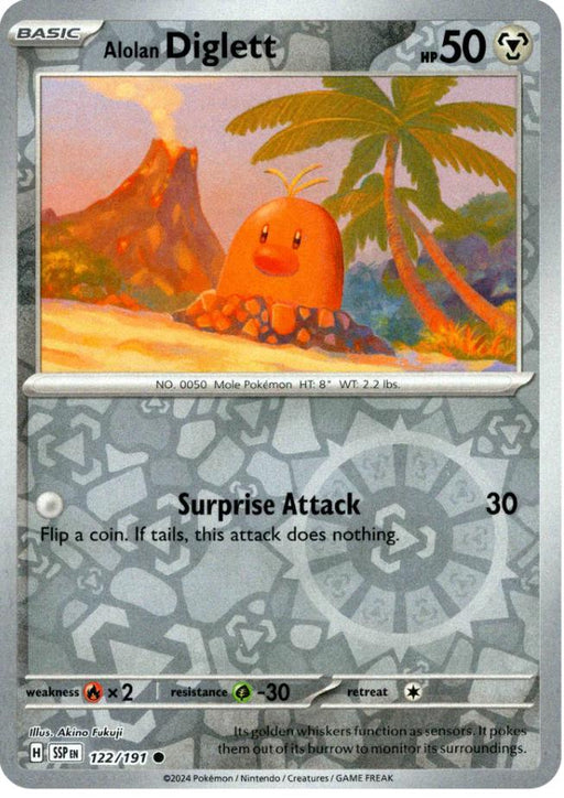 Pokemon Alolan Diglett 122/191 SV08: Surging Sparks Normal - Eterna Cards