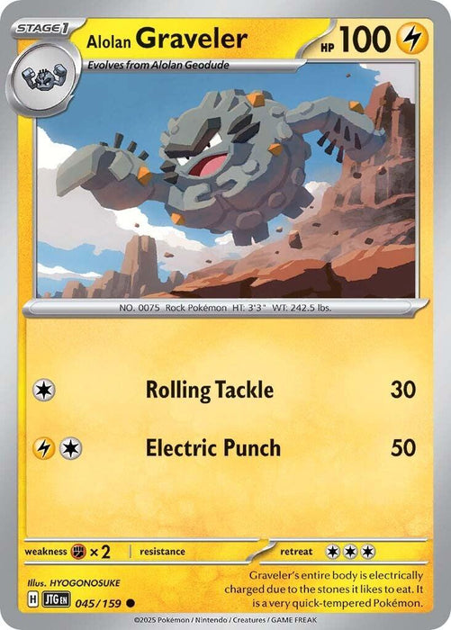 Pokemon Alolan Graveler 045/159 SV09: Journey Together Normal - Eterna Cards