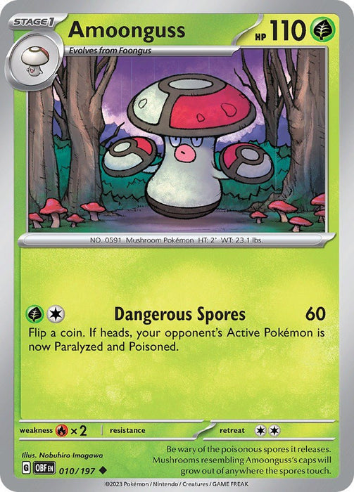 Pokemon Amoonguss 010/197 SV03: Obsidian Flames Reverse Holo - EternaCards