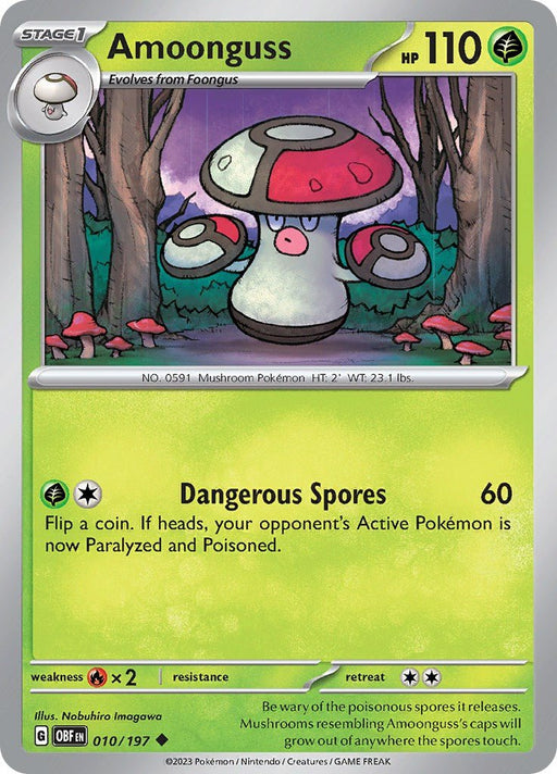Pokemon Amoonguss 010/197 SV03: Obsidian Flames Reverse Holo - EternaCards