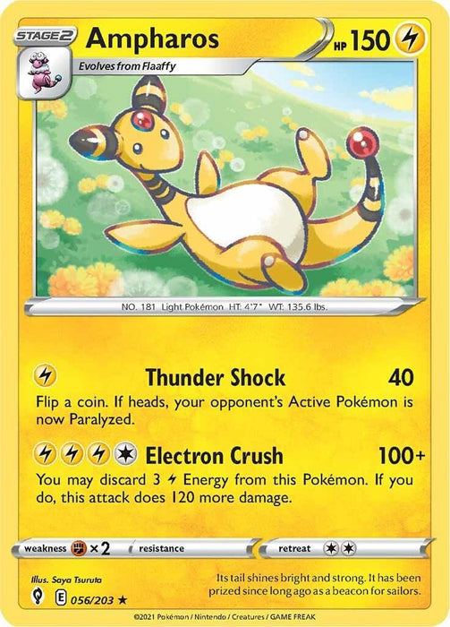 Pokemon Ampharos 056/203 SWSH07: Evolving Skies Reverse Holo - EternaCards