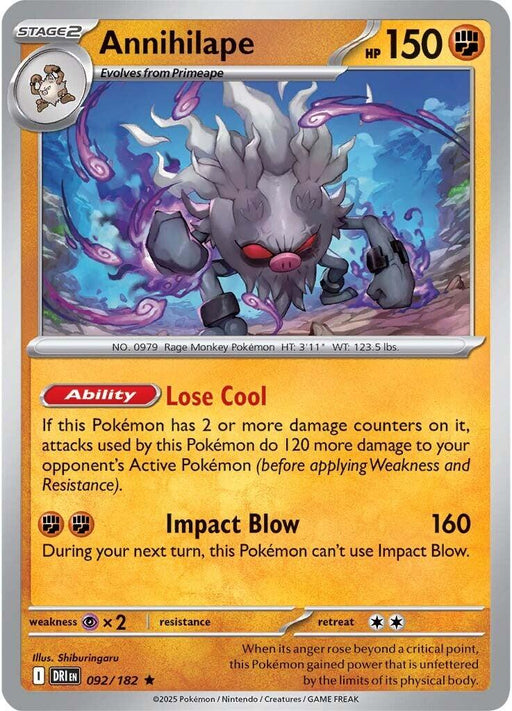 Pokemon Annihilape 092/182 SV10: Destined Rivals Holo - EternaCards