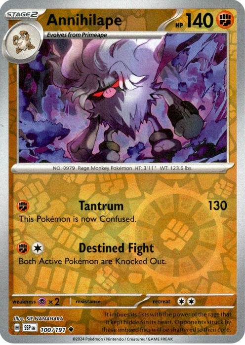 Pokemon Annihilape 100/191 SV08: Surging Sparks Normal - Eterna Cards