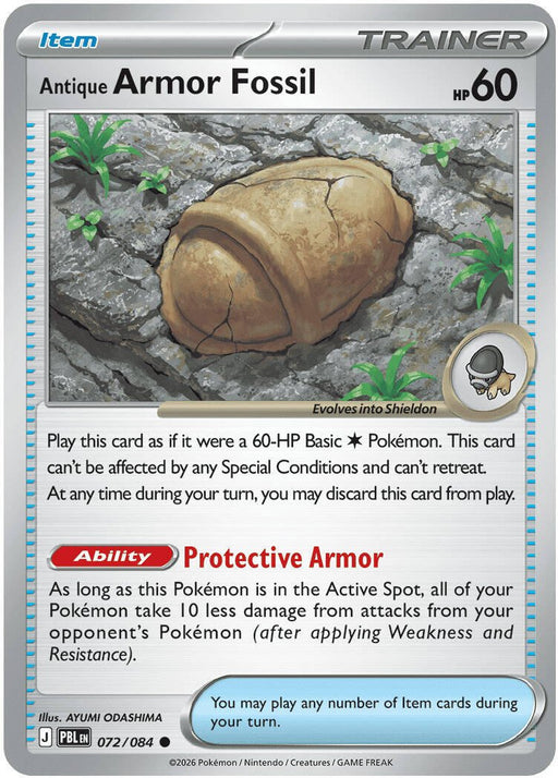 Pokemon Antique Armor Fossil 072/084 ME05: Pitch Black Reverse Holo - Eterna Cards