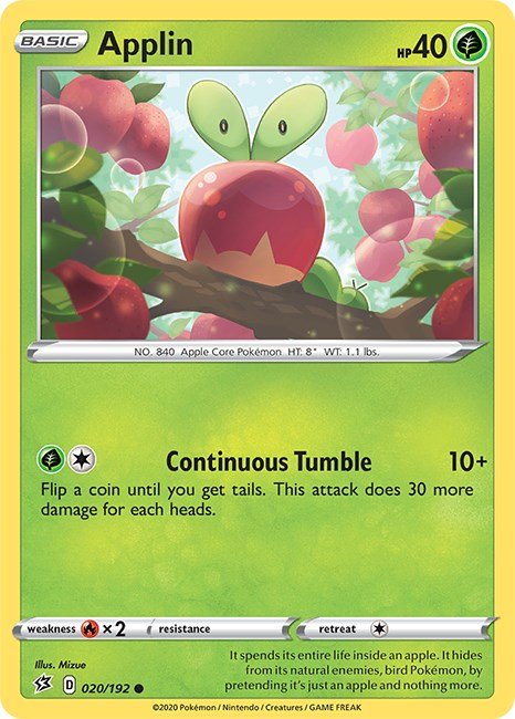 Pokemon Applin (20) 020/192 SWSH02: Rebel Clash Reverse Holo - EternaCards
