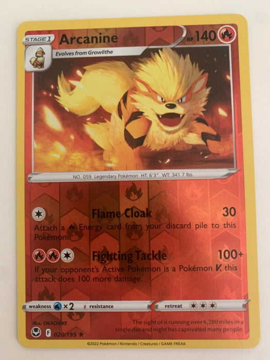 Pokemon Arcanine 020/195 SWSH12: Silver Tempest Normal - Eterna Cards