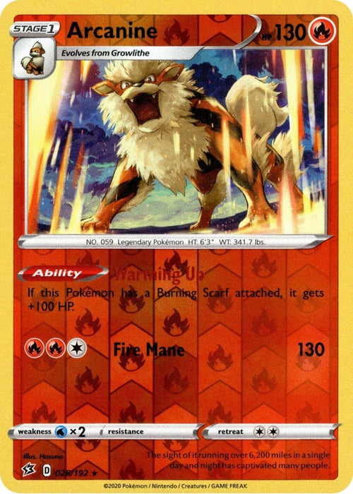 Pokemon Arcanine 028/192 SWSH02: Rebel Clash Normal - Eterna Cards