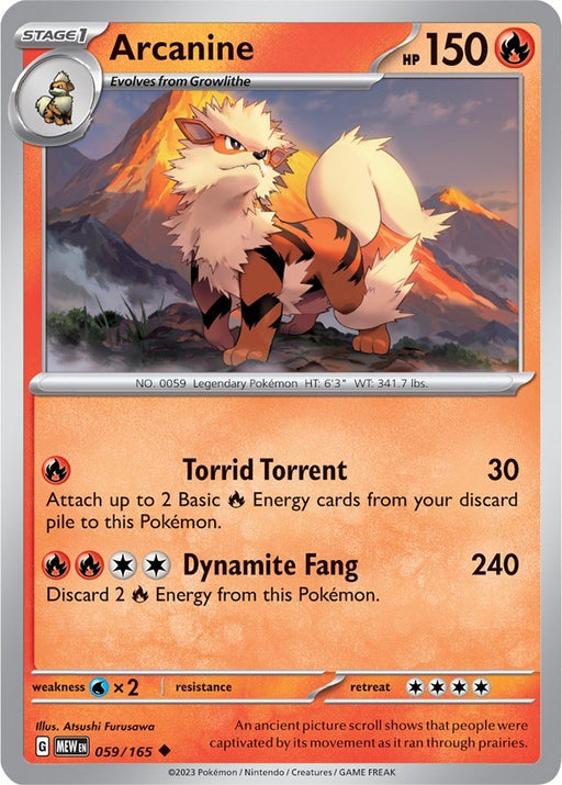 Pokemon Arcanine 059/165 SV: Scarlet & Violet 151 Normal - EternaCards
