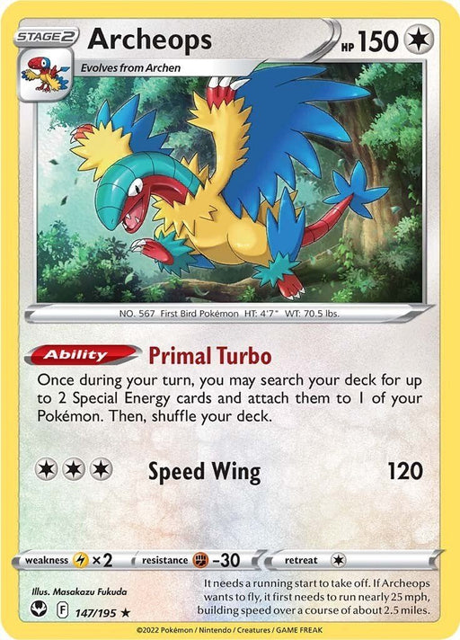 Pokemon Archeops 147/195 SWSH12: Silver Tempest Reverse Holo - EternaCards