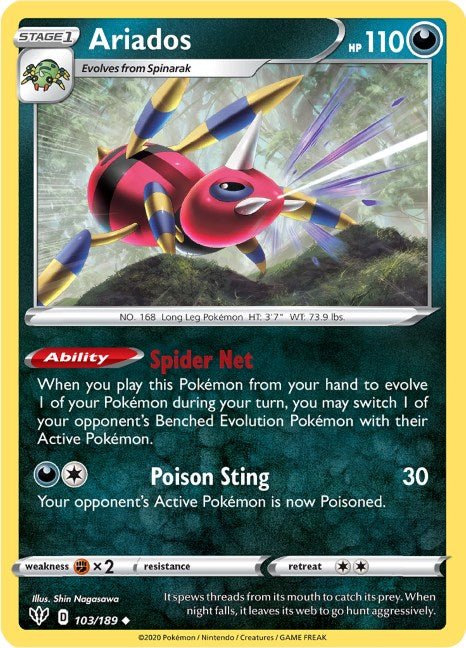 Pokemon Ariados 103/189 SWSH03: Darkness Ablaze Normal - Eterna Cards