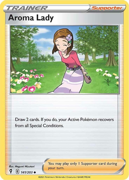 Pokemon Aroma Lady 141/203 SWSH07: Evolving Skies Reverse Holo - EternaCards