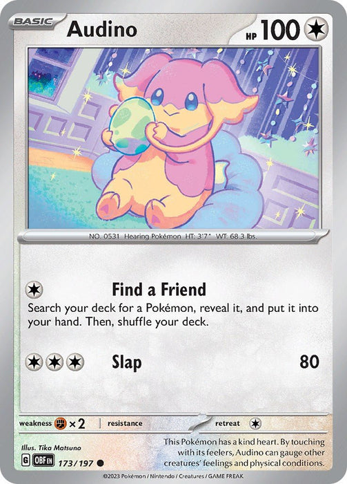 Pokemon Audino 173/197 SV03: Obsidian Flames Reverse Holo - EternaCards