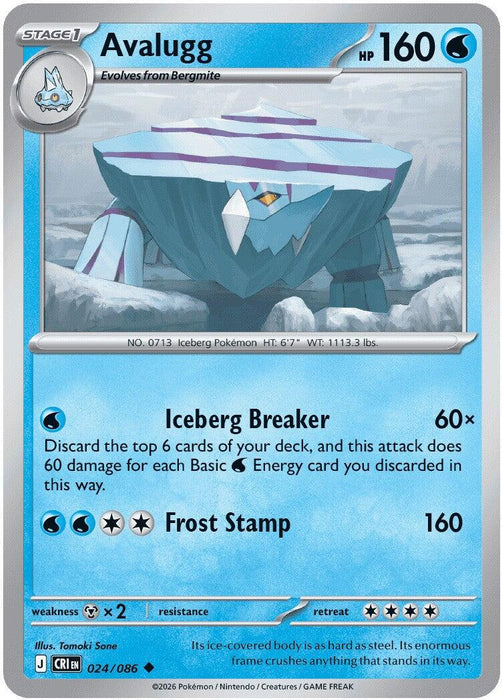 Pokemon Avalugg 024/086 ME04: Chaos Rising Reverse Holo - EternaCards