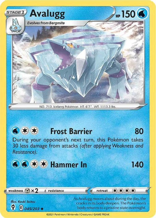 Pokemon Avalugg 045/203 SWSH07: Evolving Skies Reverse Holo - EternaCards