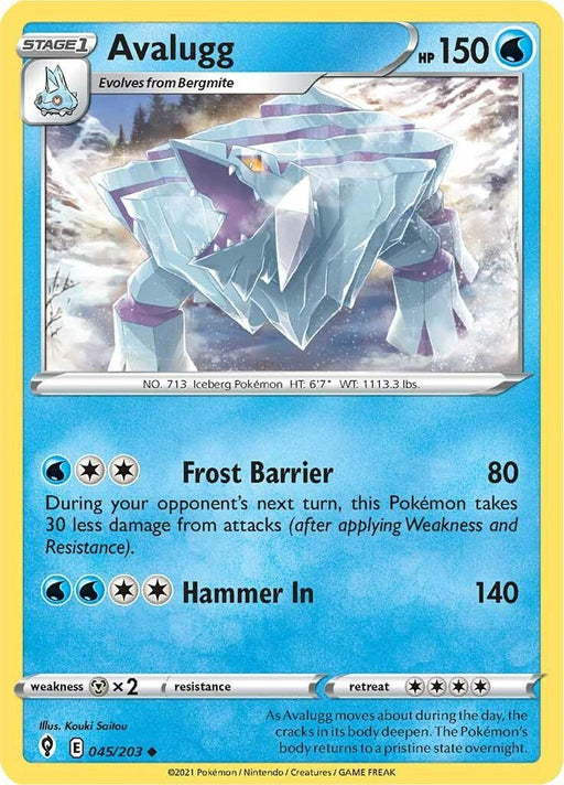 Pokemon Avalugg 045/203 SWSH07: Evolving Skies Reverse Holo - EternaCards