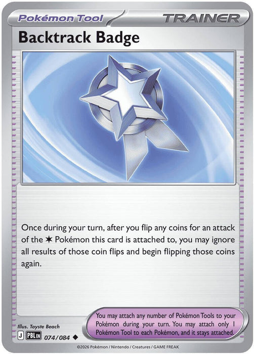 Pokemon Backtrack Badge 074/084 ME05: Pitch Black Reverse Holo - Eterna Cards