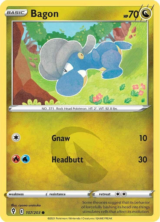 Pokemon Bagon 107/203 SWSH07: Evolving Skies Reverse Holo - EternaCards