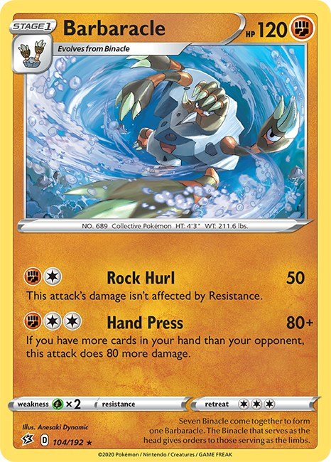 Pokemon Barbaracle 104/192 SWSH02: Rebel Clash Normal - Eterna Cards