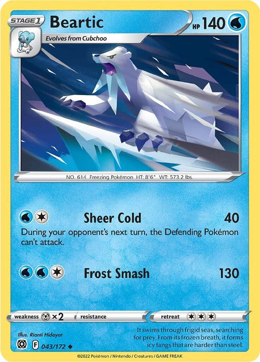 Pokemon Beartic 043/172 SWSH09: Brilliant Stars Reverse Holo - EternaCards