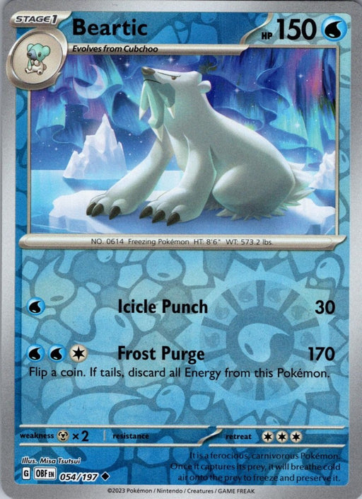 Pokemon Beartic 054/197 SV03: Obsidian Flames Normal - Eterna Cards