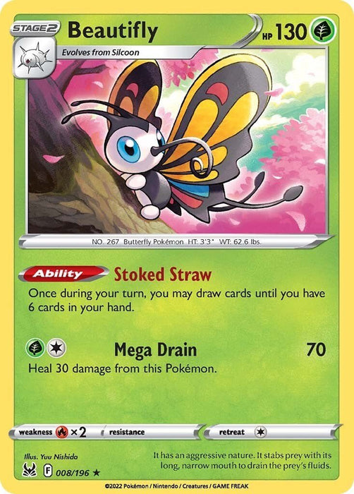 Pokemon Beautifly 008/196 SWSH11: Lost Origin Holo - EternaCards